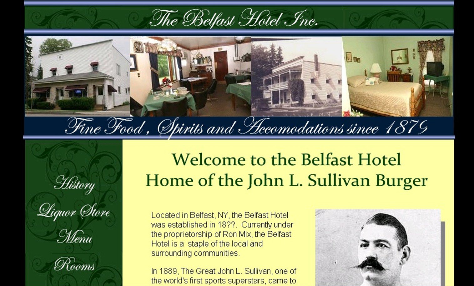 Website sample for the Belfast Hotel (no longer in existance)