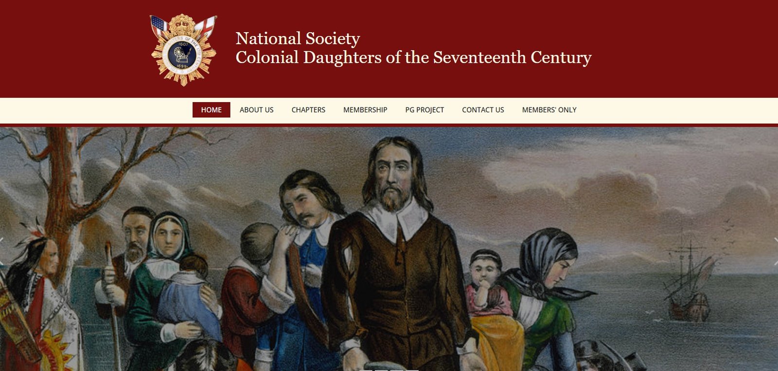 Screenshot of National Society Colonial Daughters of the 17th Century website