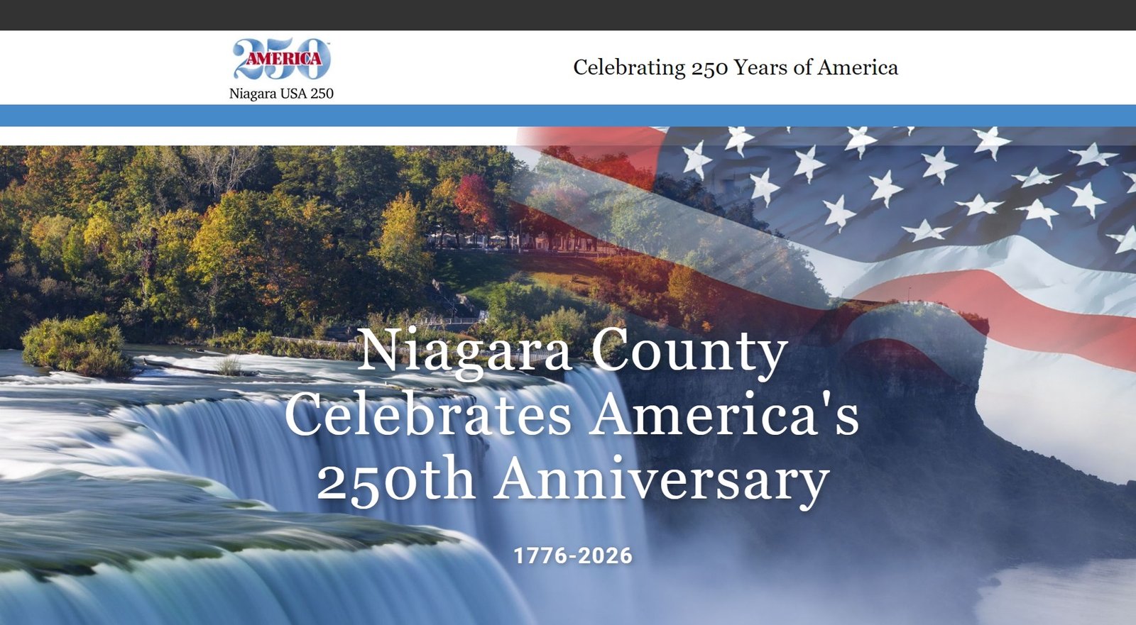 Website sample of Niagara County&apos;s USA 250 Committee website
