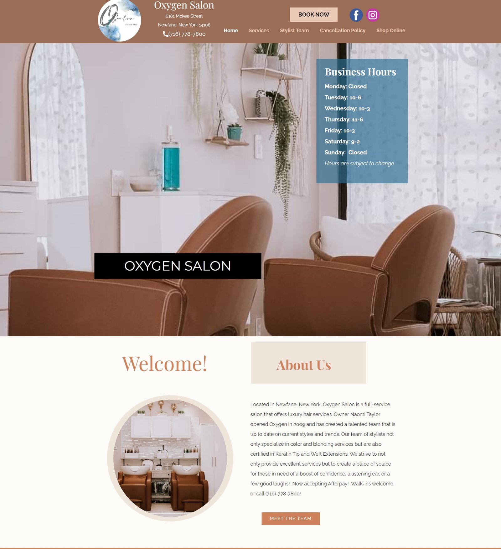 Screenshot of Oxygen Salon