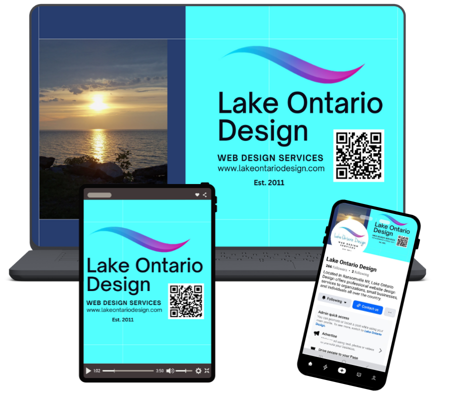 Lake Ontario Design collage featuring three different size computers all showing the same website
