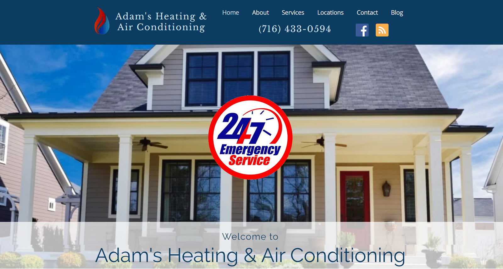 Website sample of Adams Heating &amp; Air Conditioning