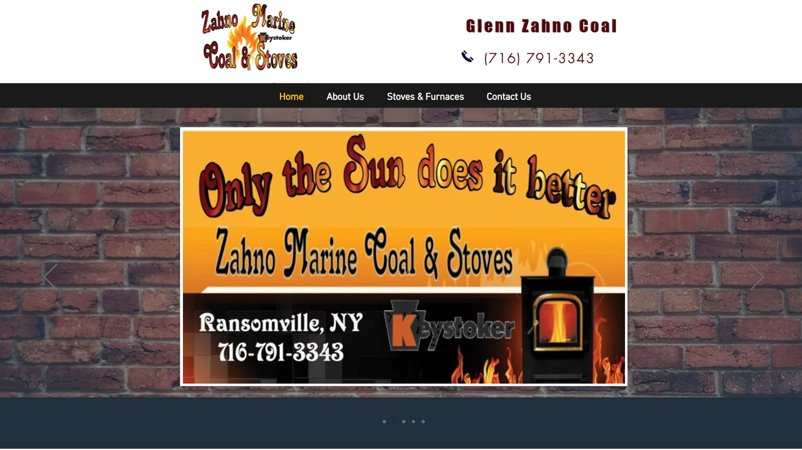 Website sample of Glenn Zahno Coal